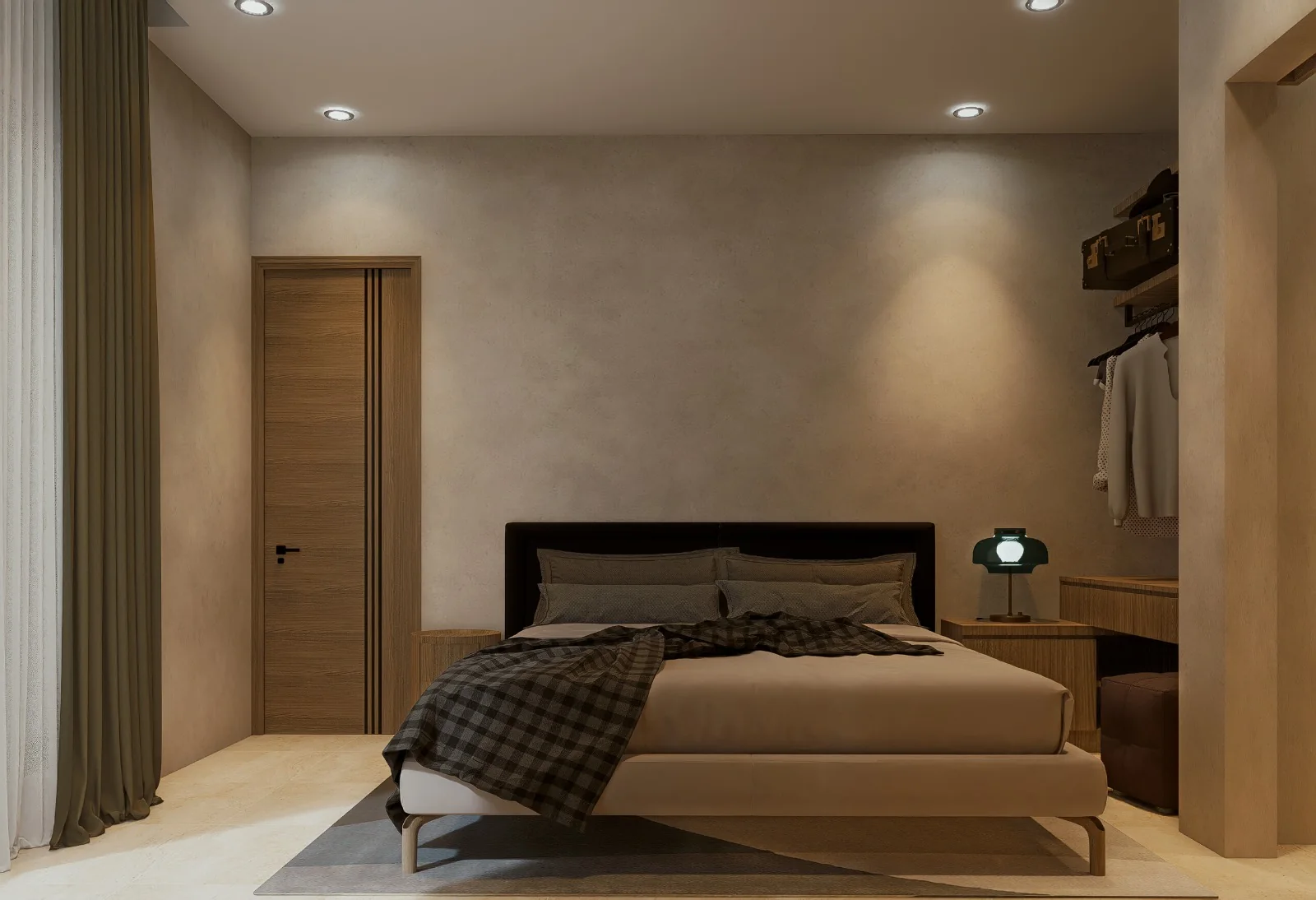 Warm interior at Aurea Villas after dark